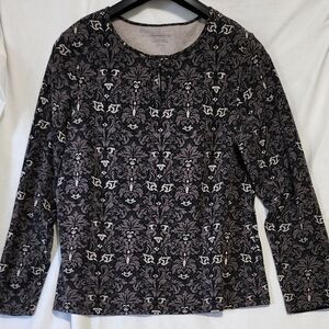 Charter Club Black and Gray Patterned Blouse